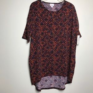 LuLaRoe Irma Tunic Shirt Blue Purple Orange Sz S